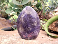 Polished Lepidolite with Pink Rubellite Standing Free Forms x 3 From Madagascar