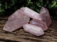 Polished Double Terminated Rose Quartz Points x 6 From Ambatondrazaka, Madagascar