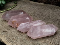 Polished Double Terminated Rose Quartz Points x 6 From Ambatondrazaka, Madagascar