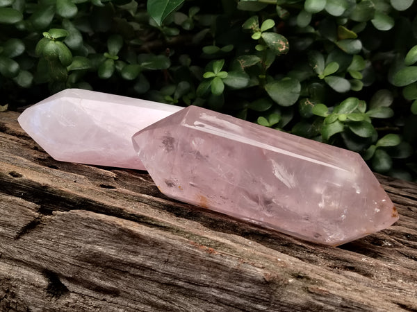 Polished Double Terminated Rose Quartz Points x 6 From Ambatondrazaka, Madagascar