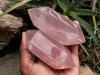 Polished Double Terminated Rose Quartz Points x 6 From Ambatondrazaka, Madagascar