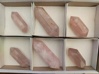 Polished Double Terminated Rose Quartz Points x 6 From Ambatondrazaka, Madagascar