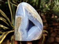 Polished Blue Lace Agate Geodes x 3 From Nsanje, Malawi