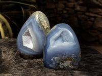 Polished Blue Lace Agate Geodes x 3 From Nsanje, Malawi