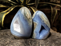 Polished Blue Lace Agate Geodes x 3 From Nsanje, Malawi