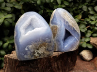 Polished Blue Lace Agate Geodes x 3 From Nsanje, Malawi