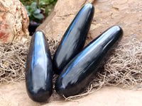 Polished Black Basalt Massage Wands x 12 From Antsirabe, Madagascar