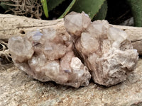 Natural Smokey Phantom Quartz Clusters x 2 From Luena, Congo