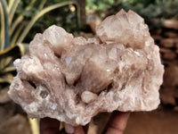 Natural Smokey Phantom Quartz Clusters x 2 From Luena, Congo