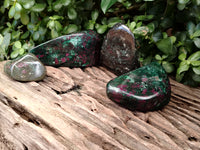 Polished Ruby Corundum In Chrome Verdite Free Forms x 4 From Zimbabwe