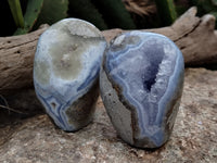 Polished Blue Lace Agate Standing Geodes x 6 From Nsanje, Malawi