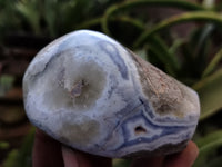 Polished Blue Lace Agate Standing Geodes x 6 From Nsanje, Malawi