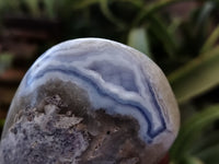 Polished Blue Lace Agate Standing Geodes x 6 From Nsanje, Malawi