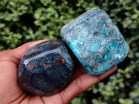 Polished Shattuckite with Azurite and Chrysocolla Free Forms x 4 From Congo