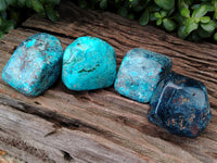 Polished Shattuckite with Azurite and Chrysocolla Free Forms x 4 From Congo