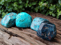 Polished Shattuckite with Azurite and Chrysocolla Free Forms x 4 From Congo