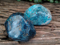 Polished Shattuckite with Azurite and Chrysocolla Free Forms x 4 From Congo