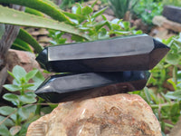 Polished Black Basalt Double Terminated Points x 4 From Antsirabe, Madagascar