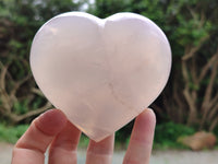 Polished Girasol Rose Quartz Gemstone Hearts x 3 From Ambatondrazaka, Madagascar