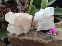 Natural White Quartz Clusters x 2 From Madagascar