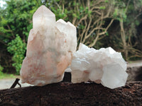 Natural White Quartz Clusters x 2 From Madagascar