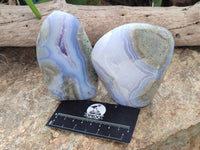 Polished Blue Lace Agate Geodes x 4 From Nsanje, Malawi