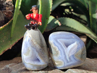 Polished Blue Lace Agate Geodes x 4 From Nsanje, Malawi