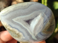 Polished Blue Lace Agate Geodes x 4 From Nsanje, Malawi