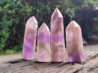 Polished Chevron Amethyst Points x 4 From Ankazobe, Madagascar