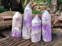 Polished Chevron Amethyst Points x 4 From Ankazobe, Madagascar