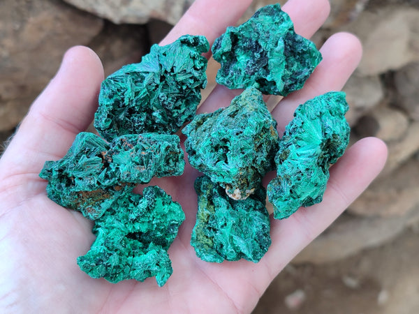 Natural Silky Malachite Specimens x 35 From Kasompe, Congo