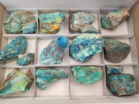 Natural Shattuckite with Chrysocolla and Malachite Cobbed Specimens x 16 From Kaokoveld, Namibia