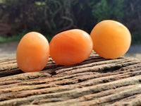 Polished Orange Twist Calcite Palm Stones x 20 From Madagascar