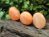 Polished Orange Twist Calcite Palm Stones x 20 From Madagascar