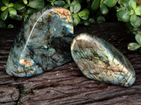 Polished Labradorite Standing Free Form x 2 From Tulear, Madagascar