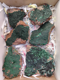 Natural Crystalline and Ball Malachite Specimens x 6 From Tenke Fungurume, Congo