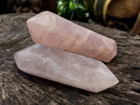 Polished Double Terminated Rose Quartz Points x 6 From Ambatondrazaka, Madagascar