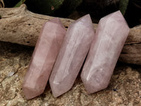 Polished Double Terminated Rose Quartz Points x 6 From Ambatondrazaka, Madagascar