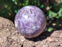 Polished Lepidolite with Pink Rubellite Spheres x 6 From Ambatondrazaka, Madagascar