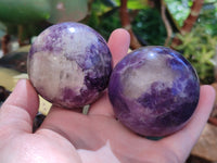 Polished Lepidolite with Pink Rubellite Spheres x 6 From Ambatondrazaka, Madagascar