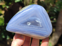 Polished Blue Lace Agate Geodes x 3 From Nsanje, Malawi