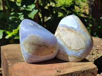 Polished Blue Lace Agate Geodes x 3 From Nsanje, Malawi