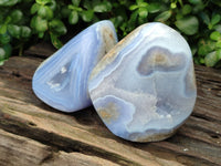 Polished Blue Lace Agate Geodes x 3 From Nsanje, Malawi