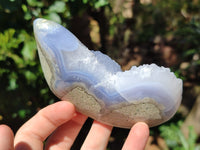 Polished Blue Lace Agate Geodes x 3 From Nsanje, Malawi