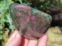 Polished Ruby Corundum In Chrome Verdite Standing Free Forms x 3 From Zimbabwe