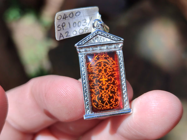 Polished Mixed Baltic Amber Pendants on Sterling Silver x 4 From Poland