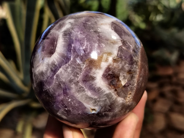 Polished Smokey Chevron Amethyst Spheres x 4 From Madagascar