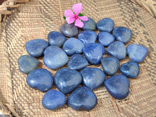 Polished Lazulite Hearts x 35 From Madagascar