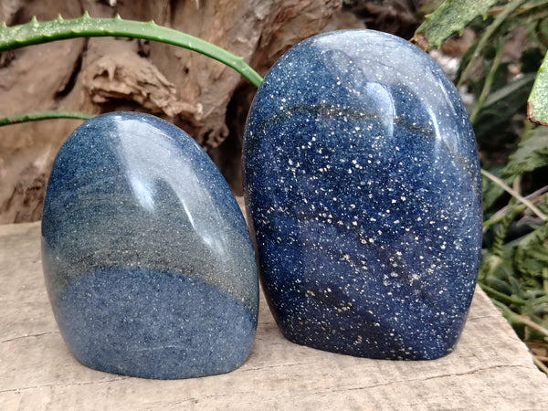 Polished Lazulite Standing Free Forms x 2 From Madagascar