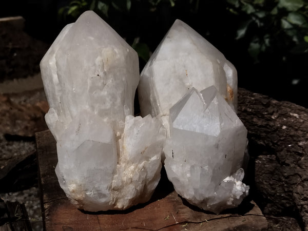 Natural White Candle Quartz Crystals x 3 From Madagascar